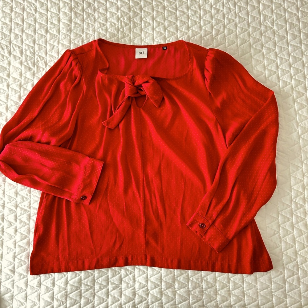 Cabi 3862 Red tie front blouse top Large